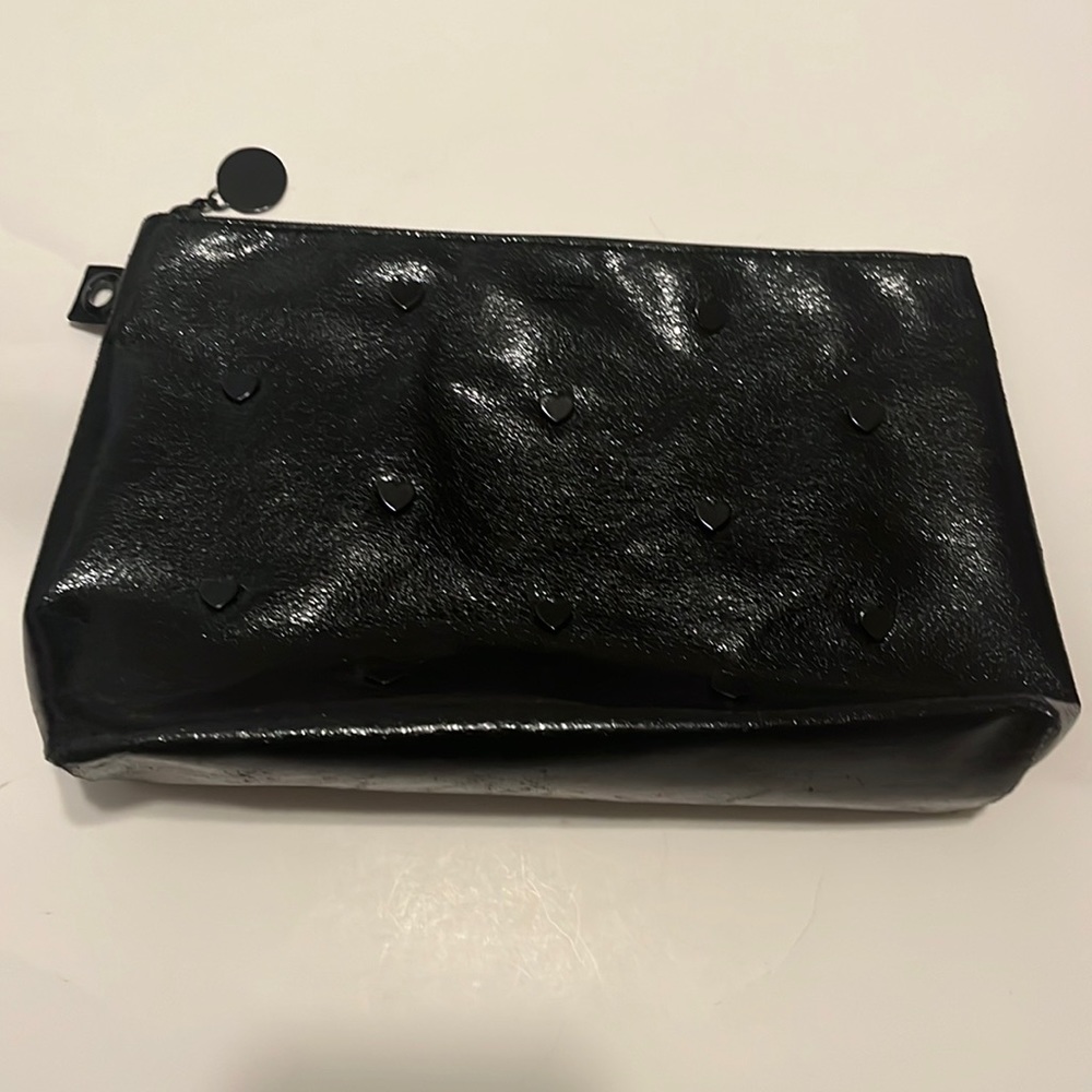 Victoria Secret cosmetic bag black with hearts on front pre-loved